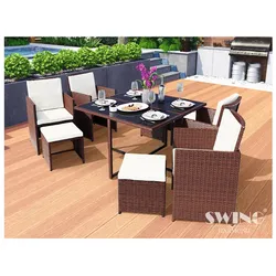 Swing&Harmonie Vegas Polyrattan Sitzgruppe Esstisch Lounge Gartenmöbel Essgruppe Sitzgarnitur Set - versch. Ausführungen