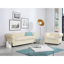 Beliani Sofa Creme Chesterfield