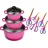 Aluguss Topf-Set 11-tlg. 3 x Kochtopf + 5 x Schere lila