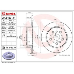 Bremsscheibe BREMBO 09B45311 hinten, belüftet, 1 Stück