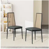 Furnishings Home Hochlehner Esszimmerstuhl Rattanstuhl (2er-Set) (2 St), 2 tlg . Hohe Rückenlehne, Sitzfläche aus Rattan schwarz