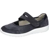 WALDLÄUFER Riemchenballerina WALDLÄUFER "K-IRA Soft", Damen, Gr. 7 (40,5), dunkelblau, Nubukleder, Textil, Veloursleder, unifarben, Schuhe Riemchenballerina, Schlupfschuh mit Klettriegel, Bequemschuh, K-Weite