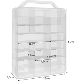 Kruzzel Sammlervitrine Polypropylen zu 46 Fächen 33x 25 x 8,5 cm - Setzkasten für Ihre Sammlung - Organisation Schaukasten für Autos - Matchbox ... - Transparent