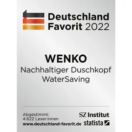 Wenko Handbrause Watersaving 12 cm x 12 cm ABS-Kunststoff Schwarz matt