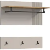 Möbel Boss Garderobenpaneel Slide 80 x 80 x 28 cm Beige/Eiche