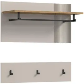 Möbel Boss Garderobenpaneel Slide 80 x 80 x 28 cm Beige/Eiche
