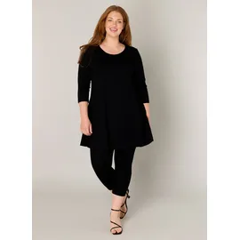 Base Level Curvy "Aria", Damen, Gr. 50, schwarz, Single Jersey, Obermaterial: 94% Viskose, 6% Elasthan, unifarben, figurumspielend ca. Mitte Oberschenkel, Rundhals, Shirts, mit Rundhalsausschnitt, Topseller