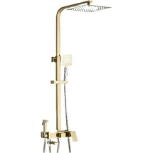 klarwerk LANA | Premium Regendusche Set Gold glänzend Edelstahl | Design Duscharmatur Duschsystem | Mischbatterie Dusche komplett mit Handbrause