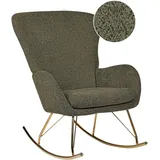 Schaukelsessel Dunkelgrün Bouclé Stoff Mit Armlehnen Goldene Beine Für Wohnzimmer Kinderzimmer Schlafzimmer Wohnbereich Modernes Design