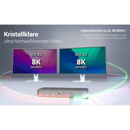 iTEC i-tec Thunderbolt 4 Dock Gen3 - 8K/4K, 2x DP, 1x 2.5 GBit LAN, 4x USB-A (5 Gbps), 1x USB-A 2.0, 1x USB-C, SD/FC, 92W PD, 140W USB-C Netzteil