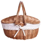 Picknickkörbe 15 '' Weidenpicknickkorb mit abnehmbarem tragbarem gewebten Weidenkorb mit Deckel & Griff für das Camping im Freien Weihnachts -Halloween -Party