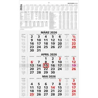 Zettler 3-Monatskalender schwarz/rot 2026 - 29,7x48,8 - mit Kopftafel