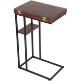 Relaxdays Beistelltisch, HxBxT: 64 x 52 x 39 cm, ausklappbare Tischplatte, MDF, Metall, C-Form, braun/schwarz