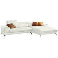 Ecksofa W.SCHILLIG "piedroo" Sofas Gr. B/H/T: 303cm x 70cm x 193cm, Longlife Xtra-Leder Z59, Longchair rechts, mit Kopfteilverstellung-ohne Sitztiefenverstellung, weiß (weiß z59) Ecksofa Kopfteilverstellung, wahlweise mit Sitztiefenverstellung, Breite 303cm