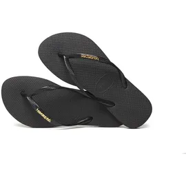 havaianas Slim Logo Metallic Schwarz/Gold 35