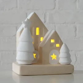 Boltze Dekofigur Haus Aus Stein Mit Led-beleuchtung, 10,5 Cm
