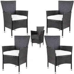 Polyrattan Gartenstuhl 4er-Set Braun/Creme stapelbar