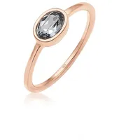 Elli Verlobungsring Oval Glas Kristalle Grau 925 Sterling Silber goldfarben 54 mm