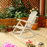 Outsunny Schaukelstuhl Aus Holz Schaukelsessel Mit Hoher Rückenlehne Wetterfest Gartenstuhl Bis 113kg Belastbar Relaxstuhl Für Wohnzimmer Garten, Rasen, Balkon Natur