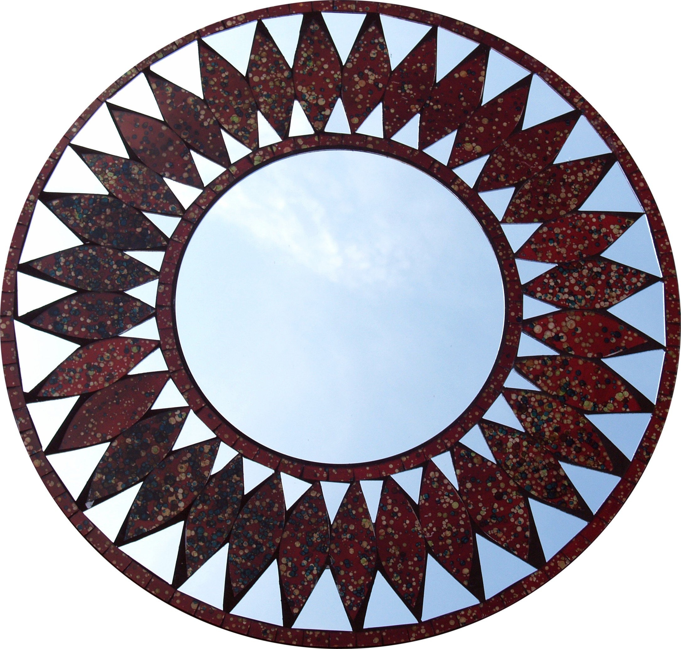 GURU SHOP Mosaikspiegel - Sonne Rot, 50x50x3 cm, Spiegel