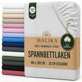 MALIKA Spannbettlaken 140-160x200 cm - 100% Baumwolle Oeko Tex - Grau - Jersey Spannbetttuch 180x200