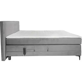 Alina Boxspringbett ALINA "Powell", grau (silbergrau dmo 29), B:192cm L:212cm, Samt DMO (100% Polyester), Komplettbetten, Boxspringbett, inkl. Motor, Matratze und Topper, in unterschiedlichen Ausführungen