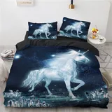 AANKA Bettwasche Einhorn Pferde Pferd Bettwäsche Microfaser Duvet Cover 135X200 Weich Bequem Mit 2 Kissenbezügen 80X80Cm