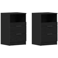 VidaXL Nachttische 2 Stück Schwarz Eiche 40x35x65 cm Holzwerkstoff