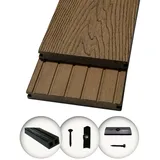 Woodstore24 Terrassendielen WPC Komplettset Massivdiele WoodoMalta (18 x 146 mm, 2,4 m) braun