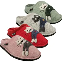 Haflinger Flair Cucho Pantoffeln gewalkter Wolle Katze Rosenholz, Gr. 40