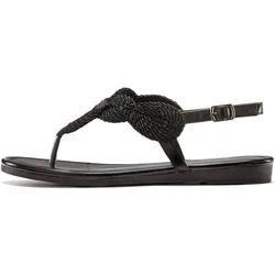 Zehentrenner LASCANA, Damen, Gr. 35, schwarz, Obermaterial: 100% Textilmaterial. Futter: 100% Lederimitat. Decksohle: 100% Lederimitat. Laufsohle: 100% Synthetik, unifarben, metallic, elegant, Schuhe Damenschuh Sandale Sommerschuh Zehenstegsandale, Sandale, Pantolette im Metallic-Look VEGAN