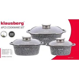 Klausberg Topf-Set 6-tlg. quadratische Töpfe mit Marmorbeschichtung