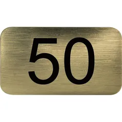 Nummernschild selbstklebend, 35 x 20 mm, Type 50, Kunststoff gold metallic