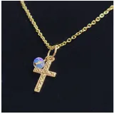 GOLDEN Kreuzkette Kreuzkette, Goldkette, zarte Halskette, minimalistische Damen Kette goldfarben Kettenlänge 45 + 5 cm