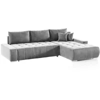 Selsey Magliano L - Ecksofa mit Schlaffunktion, Veloursbezug Grau wasserabweisend, rechtsseitig