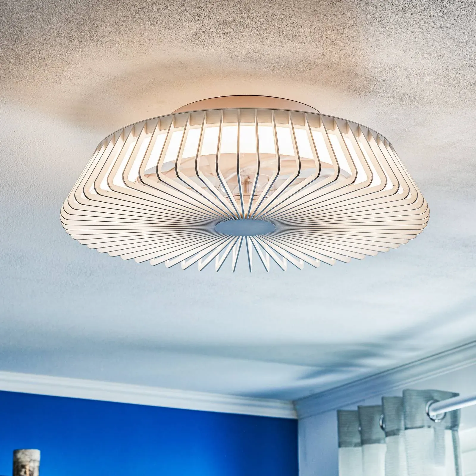 Mantra Iluminación Smart LED-Deckenventilator Himalaya, weiß, DC, leise, Tuya dimmbar, weiß / opal, für Wohn- / Esszimmer, Metall, Modern - 63 cm - 63 cm - 18.6 cm