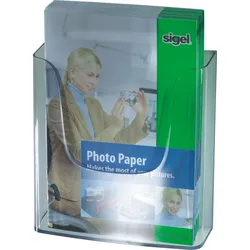 Sigel Wand-Prospekthalter A4 mit 1 Fach glasklar incl. Schrauben und Dübel VE=4x1 Stück
