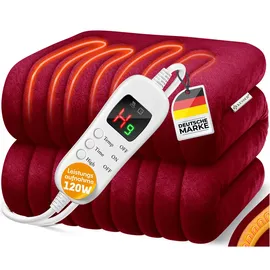 Kesser Heizdecke aus Plüsch Tüv Süd GS geprüft elektrische Wärmedecke mit Timer Abschaltautomatik Kuscheldecke 9 Temperaturstufen waschbar bis 40°C Digitalanzeige