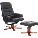 Relaxsessel HHG 320, Fernsehsessel Liegesessel TV-Sessel mit Hocker Kunstleder schwarz