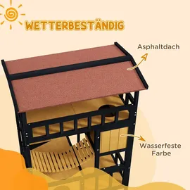 PawHut Katzenhaus Katzenhöhle mit Plattformen, Hängebrück für bis zu 2 Katzen - Gelb