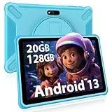 FASTWD Tablet für Kinder 10 Zoll, Kinder Tablet Android 13 Tablet 20GB RAM +128 GB ROM (Erweiterbar SD),Spiele, Kindersicherung,1280 * 800 IPS Display,5G WiFi,Bluetooth 5.0,Bildung Tablet(Blau)