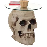 Mendler Beistelltisch Totenkopf Beige Polyresin 55 x 55 x 52 cm
