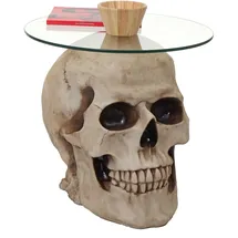 Mendler Beistelltisch Totenkopf Beige Polyresin 55 x 55 x 52 cm