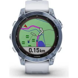 Garmin Fenix 7 Sapphire Solar blaues DLC-Titan mit steinweissem Armband