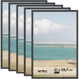Woltu Bilderrahmen New Lifestyle Schwarz 21x29,7 cm 5er Set