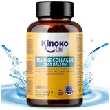 Kinoko Life - Marine Kollagen Kapseln | 180 Kapseln, Hyaluronsäure, Pflanzenextrakte, Coenzym Q10, Vitamin C, Magnesium, Leucin, Kurkuma | Marine Collagen | Hyaluron Kapseln | Q10 Kapseln Hochdosiert