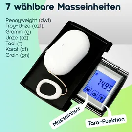 casativo Digitale Feinwaage (300g/0.01g) mit Touch-Display – Präzise Taschenwaage mit 7 Einheiten für Schmuck, Gewürze & Gold