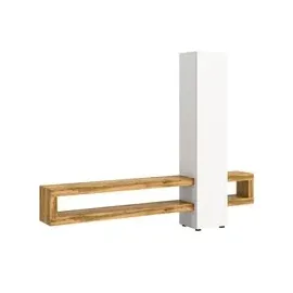 xonox.home Wohnzimmer Samba Wohnwand TV-Möbel Wohnkombination Wohnzimmermöbel Wohnzimmerschrank Möbelkombination Wohnzimmerset in weiß melamin Abs. Wotan Eiche ca. 240x190x35cm