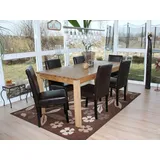 6er-Set Stuhl Littau, Lehnstuhl Esszimmerstuhl Leder, braun dunkle Beine