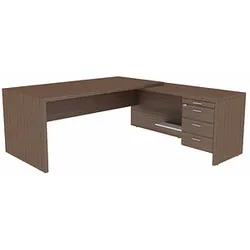 Quadrifoglio T45 Schreibtisch eukalyptus L-Form, Wangen-Gestell eukalyptus 200,0 x 194,0 cm